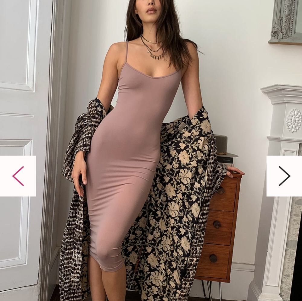 Free People Intimately tea length seamless slip Dress mauve pink new long  M/L